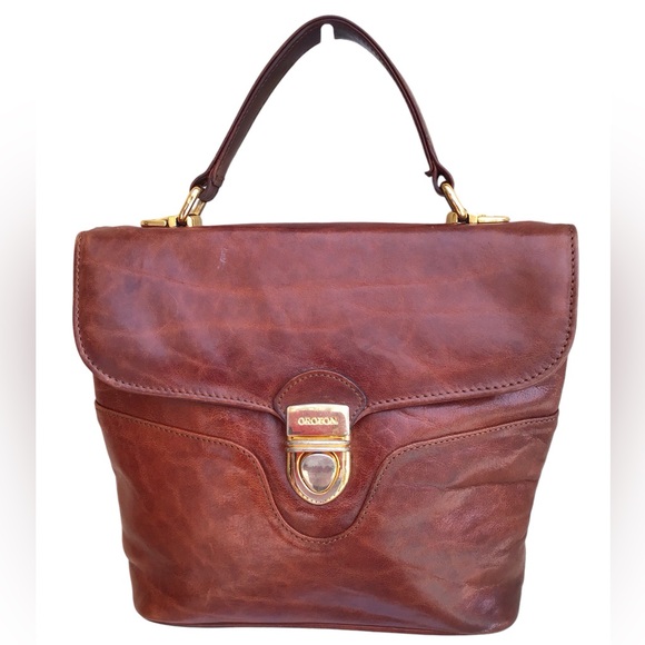 Oroton Handbags - Oroton Vintage Brown Leather Satchel Made In Australia